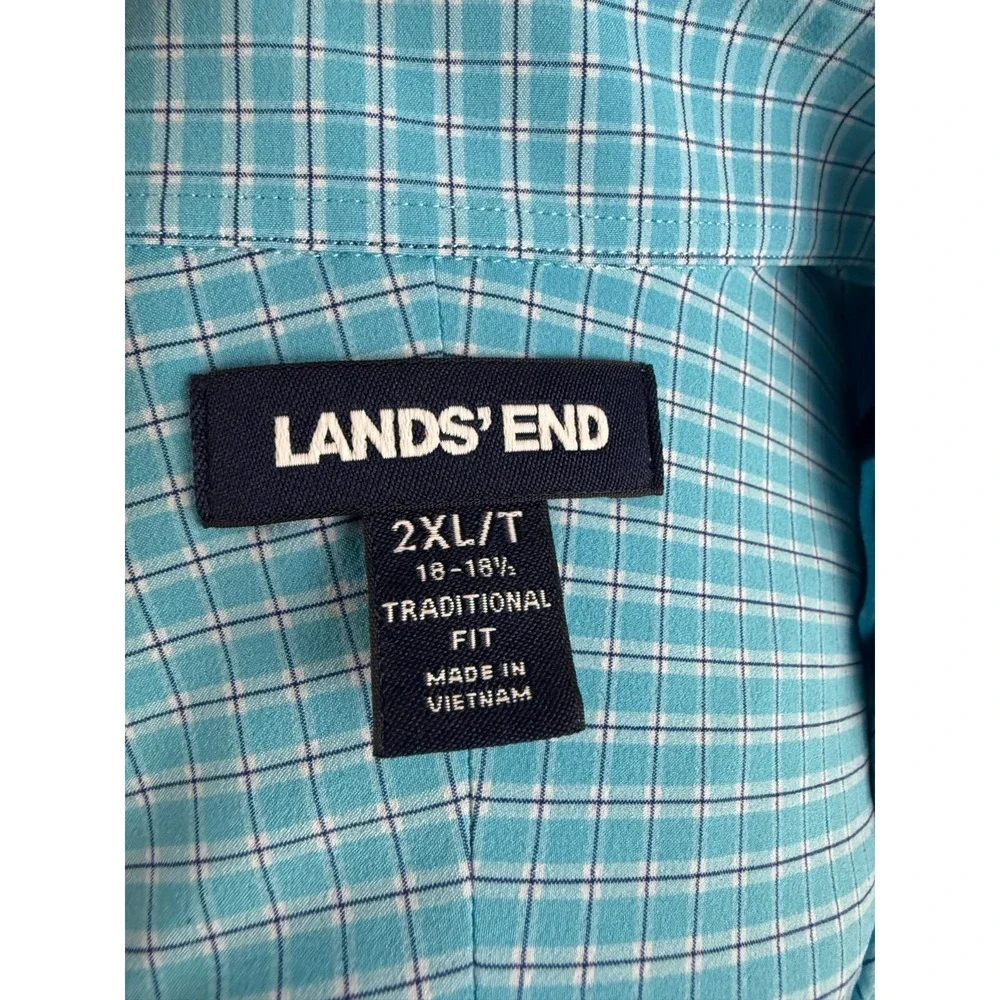 Land's End Blue Performnce Fit Golf Activewar Long Sleeve Button Shirt 2XLT - Picture 2 of 5